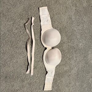 Cream Strapless Bra with Removable Straps